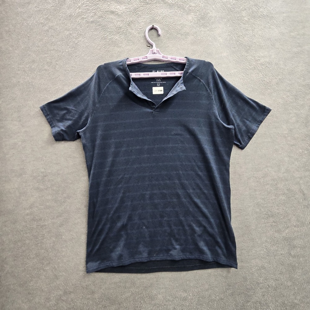 01.algo Men Shirt M-TA‎ Blue Striped 01 Performance Activewear Button Short